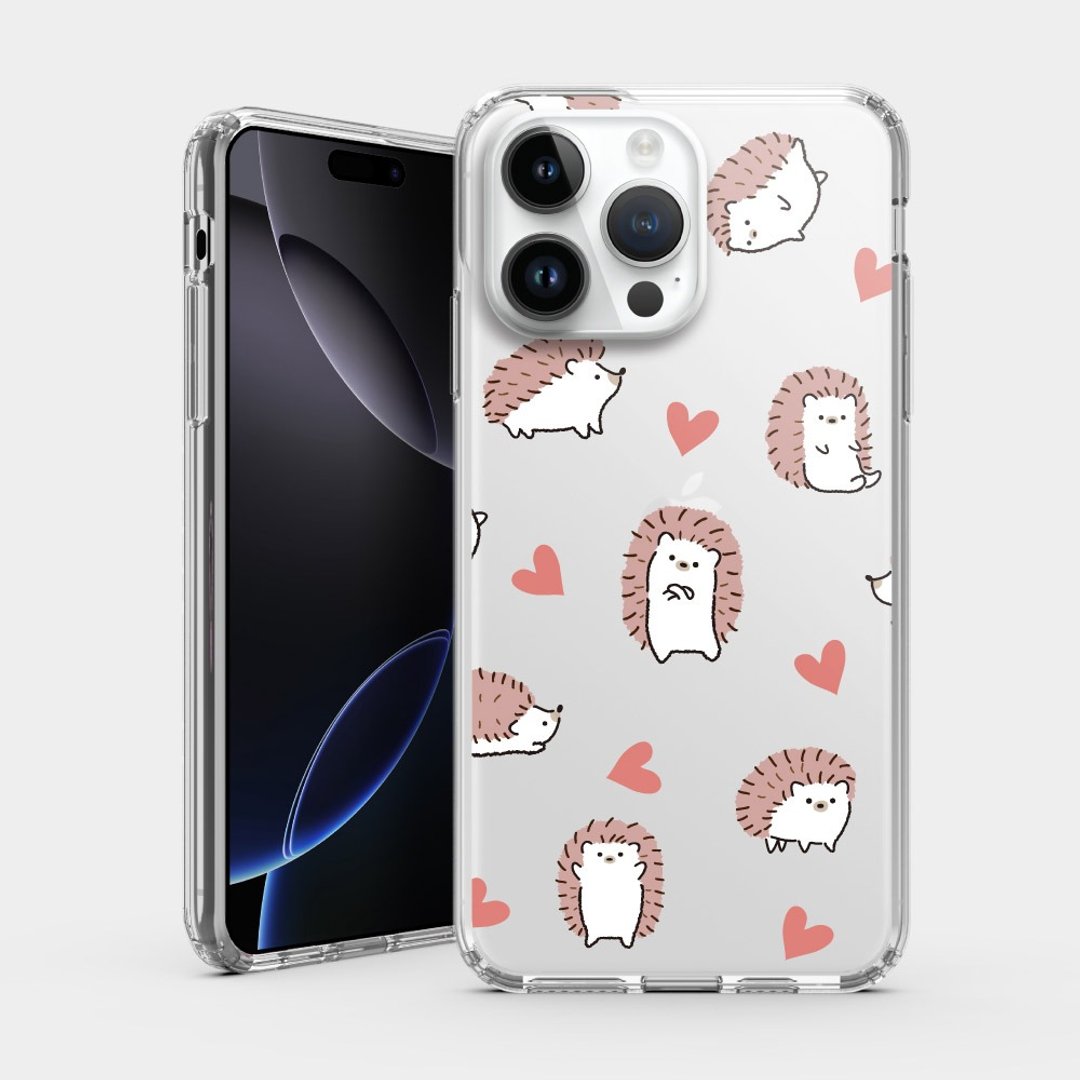刺猬爱心 IPHONE i16 i15 i14 i13 i12 保护壳 透明手机壳 IP224 - 手机壳/手机套 - 塑料 卡其色