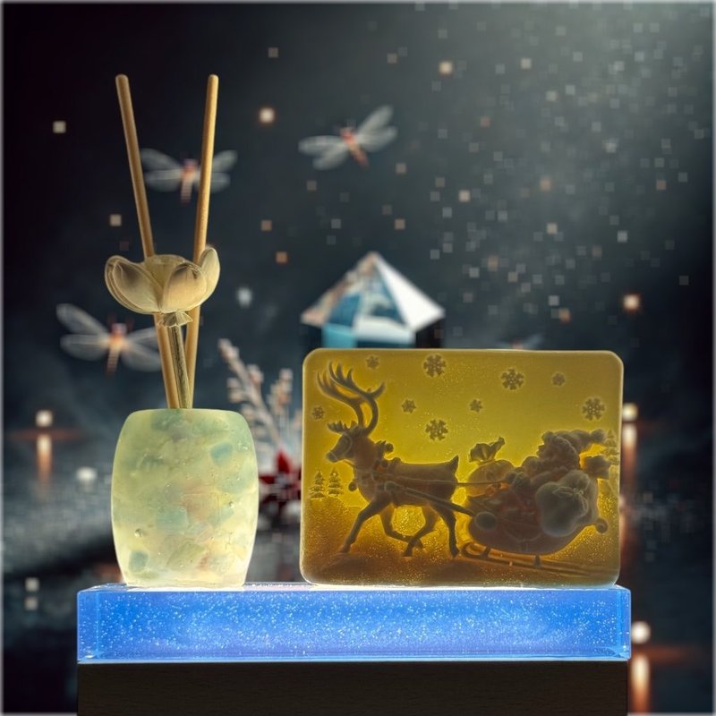 净念开运水晶平安灯座系列 蓝水晶 圣诞麋鹿 香氛灯 赠5ML精油 - 灯具/灯饰 - 树脂 蓝色