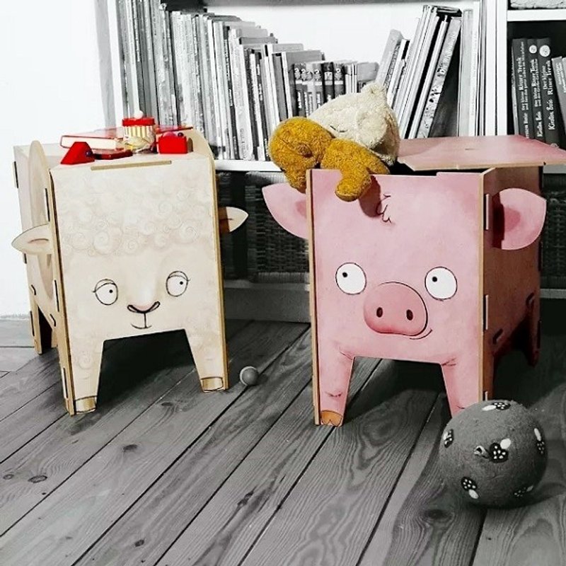 【包邮】德国 Werkhaus 童趣动物收纳箱-小猪 - 收纳用品 - 木头 粉红色