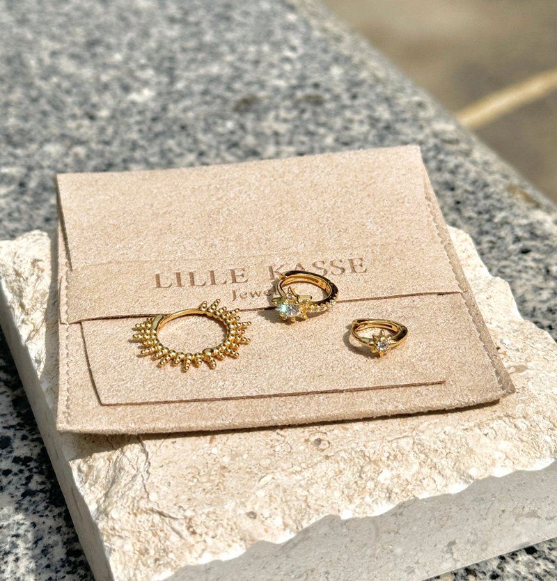 星光熠熠 - 耳环/耳夹 - 半宝石 金色