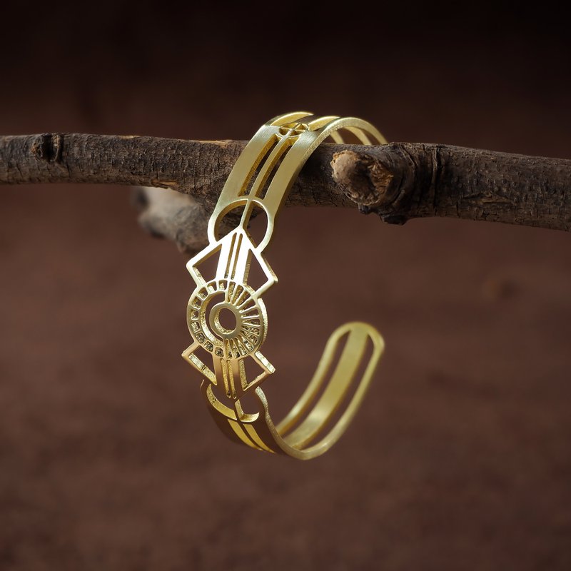 Tamara brass bangle (Artdeco collection) - 手链/手环 - 铜/黄铜 金色