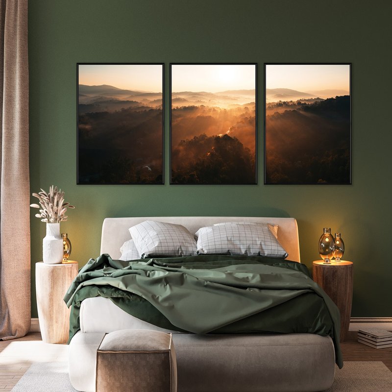 【联画优惠组合】山顶金雾联画组合/客厅艺术挂画/系列2幅95折 - 海报/装饰画/版画 - 其他材质 金色