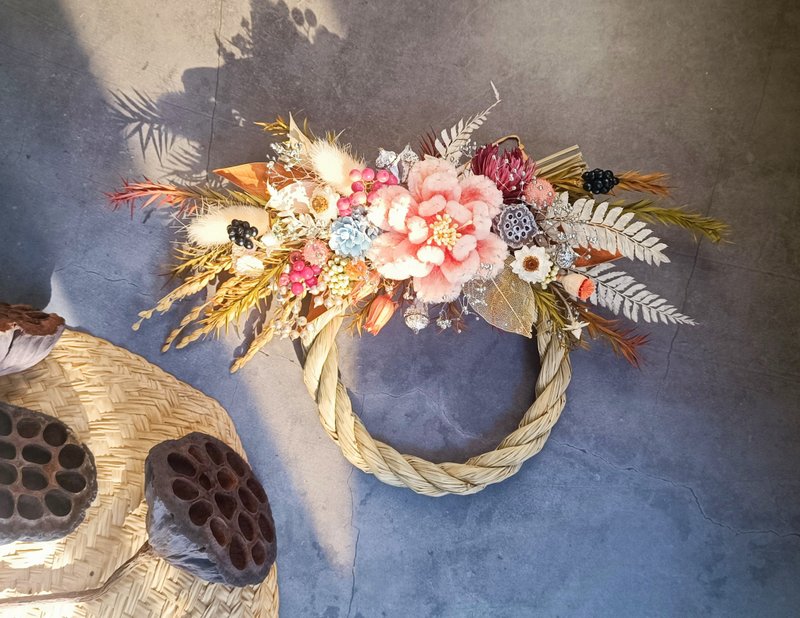 祈福注连绳挂饰 手工毛根牡丹花永生花开幕志庆现货 - 摆饰 - 植物．花 粉红色