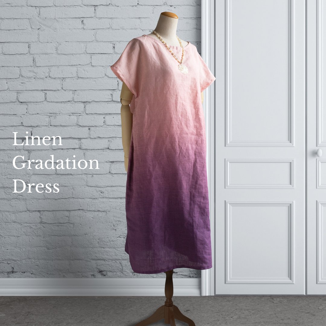 Linen Gradient Anshan Pink Side Tuck One Piece - 洋装/连衣裙 - 棉 多色