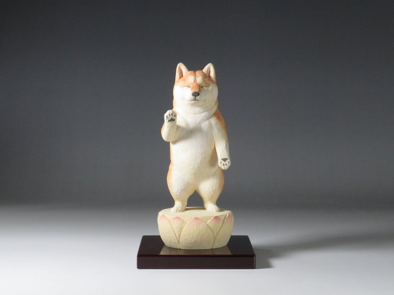 木雕犬佛 2503 - 玩偶/公仔 - 木头 橘色