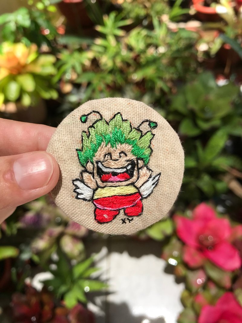 Wednesday 手工handmade刺绣Dr. Slump 卡美图胸针 - 胸针 - 绣线 多色