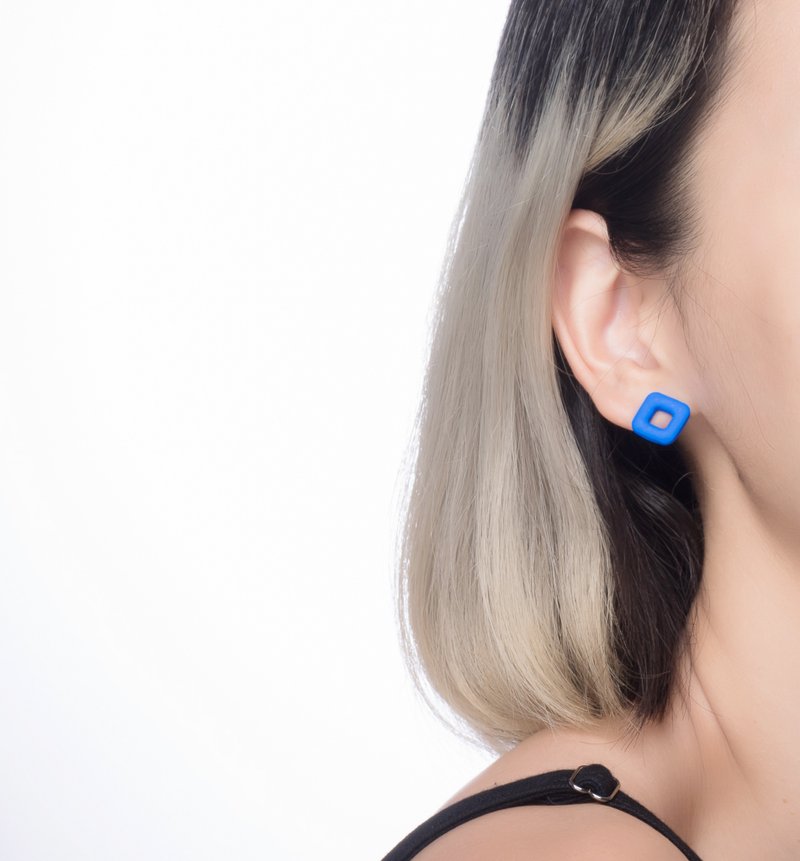 日常系- 方框(可定制颜色) 回声 手工软陶耳环/可改夹,简约,礼物 - 耳环/耳夹 - 陶 多色