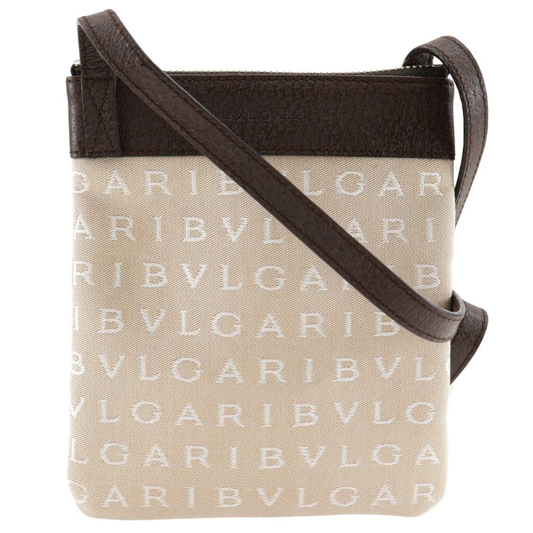 【日本直送】宝格丽 BVLGARI Logo Mania 侧背包 小包 帆布 × 皮革 米色 中性【二手】 - 侧背包/斜挎包 - 棉 咖啡色