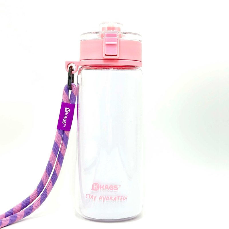 AQUARECHARGE 系列 Tritan 600毫升水壶连弹力斜背带 - 粉红色 - 水瓶/水壶 - 塑料 粉红色