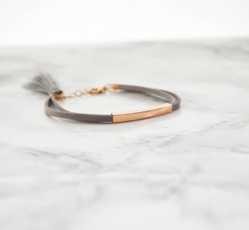 Bracelet / Tassel Suede Metal Bracelet / Te鐲 NagareSo ornament 絨面 - 手链/手环 - 纸 灰色
