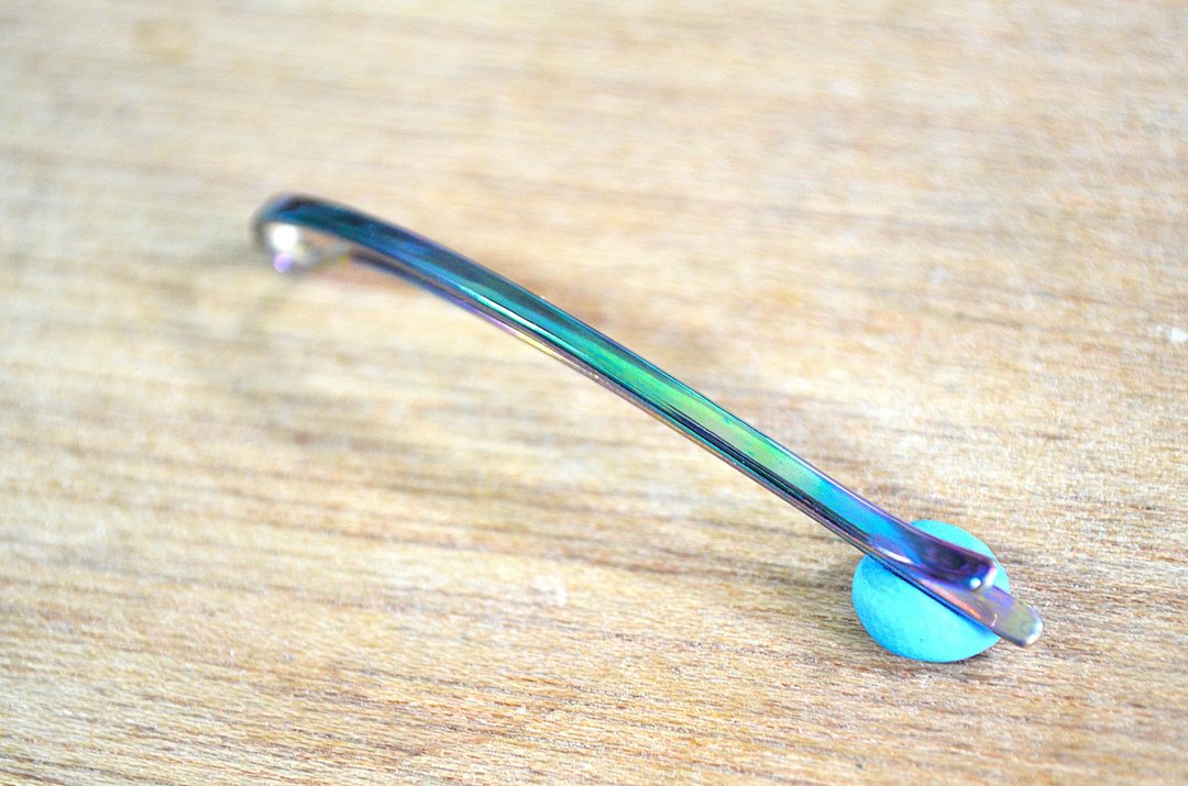 钛发簪・纯钛发簪・绿色63mm - 发饰 - 其他金属 绿色