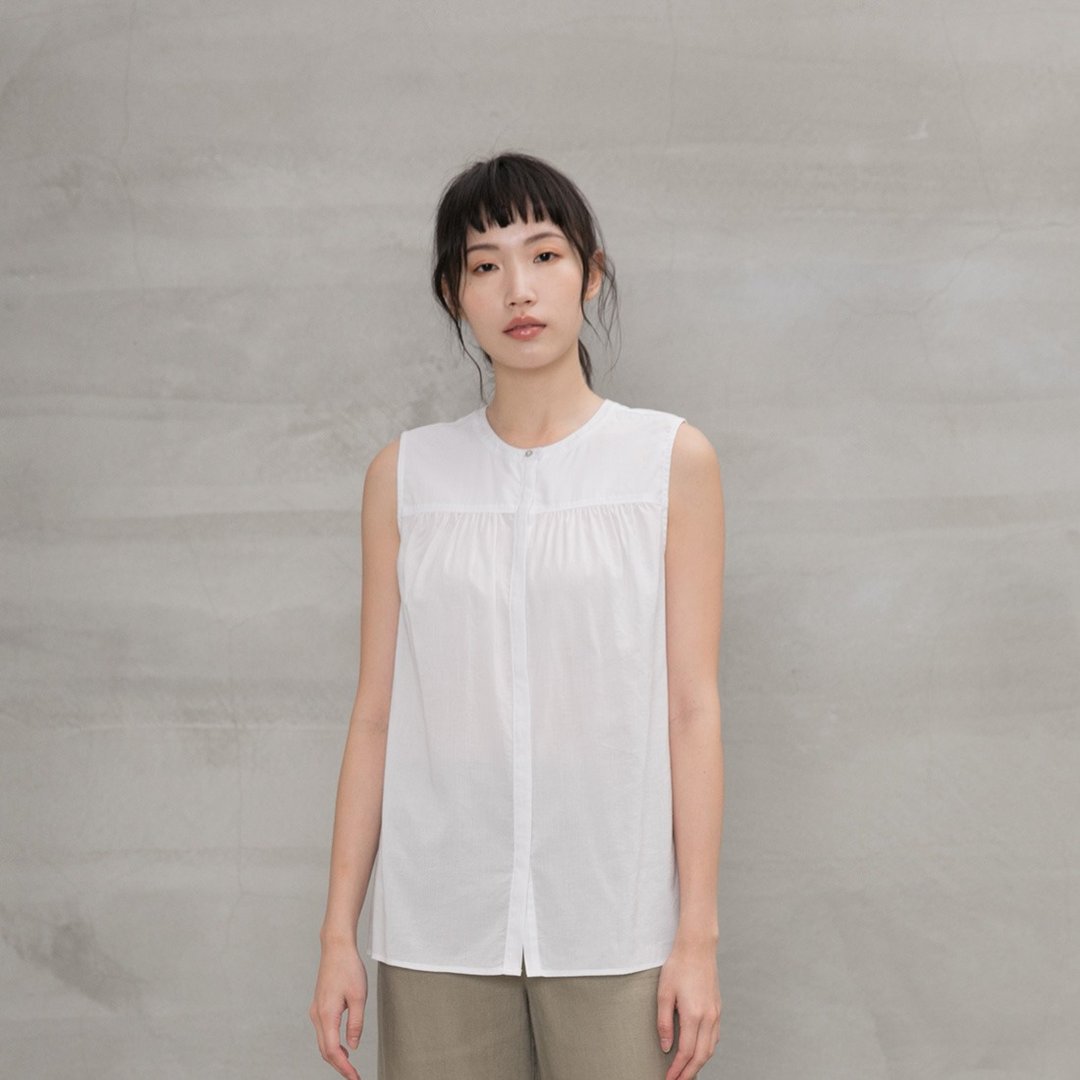 本心纯净无袖衬衫 Vidya Sleeveless shirt T299 - 女装衬衫 - 棉 多色