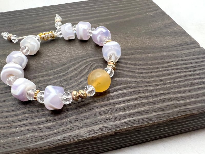 使者-紫色天珠断珠野牛沟和田糖玉设计手串/日常/送礼/收藏 - 手链/手环 - 玉石 紫色