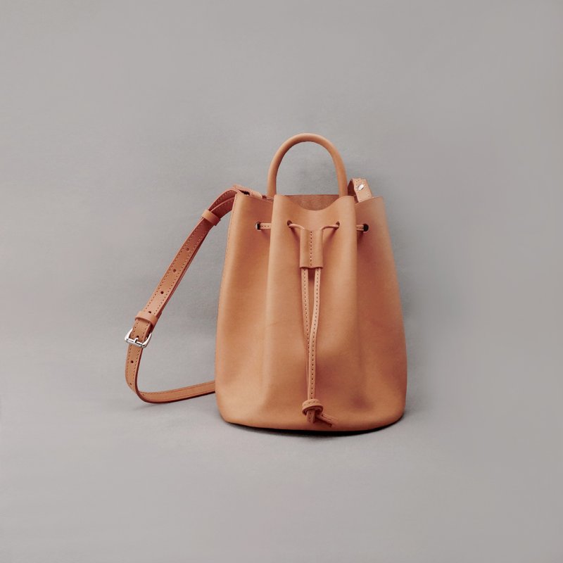 mini Bert迷你伯特 水桶包 / 浅橘棕色 / 真皮包包 手工包包/皮革 - 侧背包/斜挎包 - 真皮 橘色