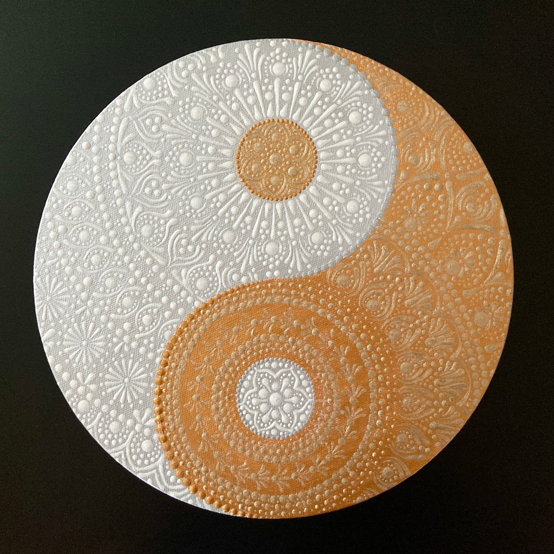 定制化阴阳太极金银曼陀罗40厘米 - 海报/装饰画/版画 - 棉 金色