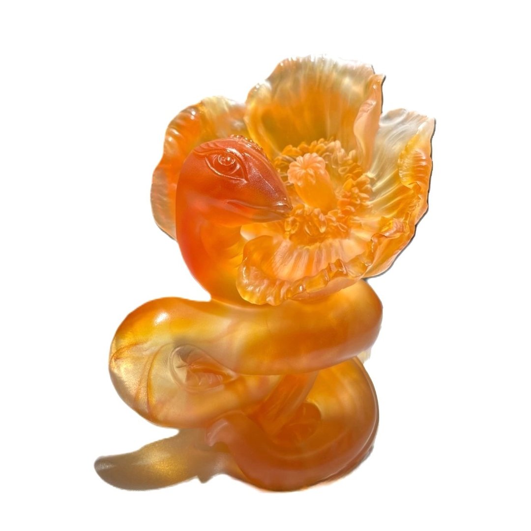 琉璃工房 LIULI 我有大花一朵 春风到 蛇年、生肖、虞美人 - 摆饰 - 琉璃 紫色