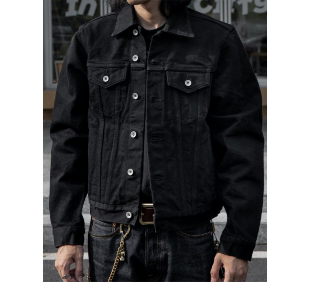 黑色牛仔外套 丹宁夹克 21oz 526 已脱浆Type3Denim Jacket Black - 男装外套 - 棉 黑色