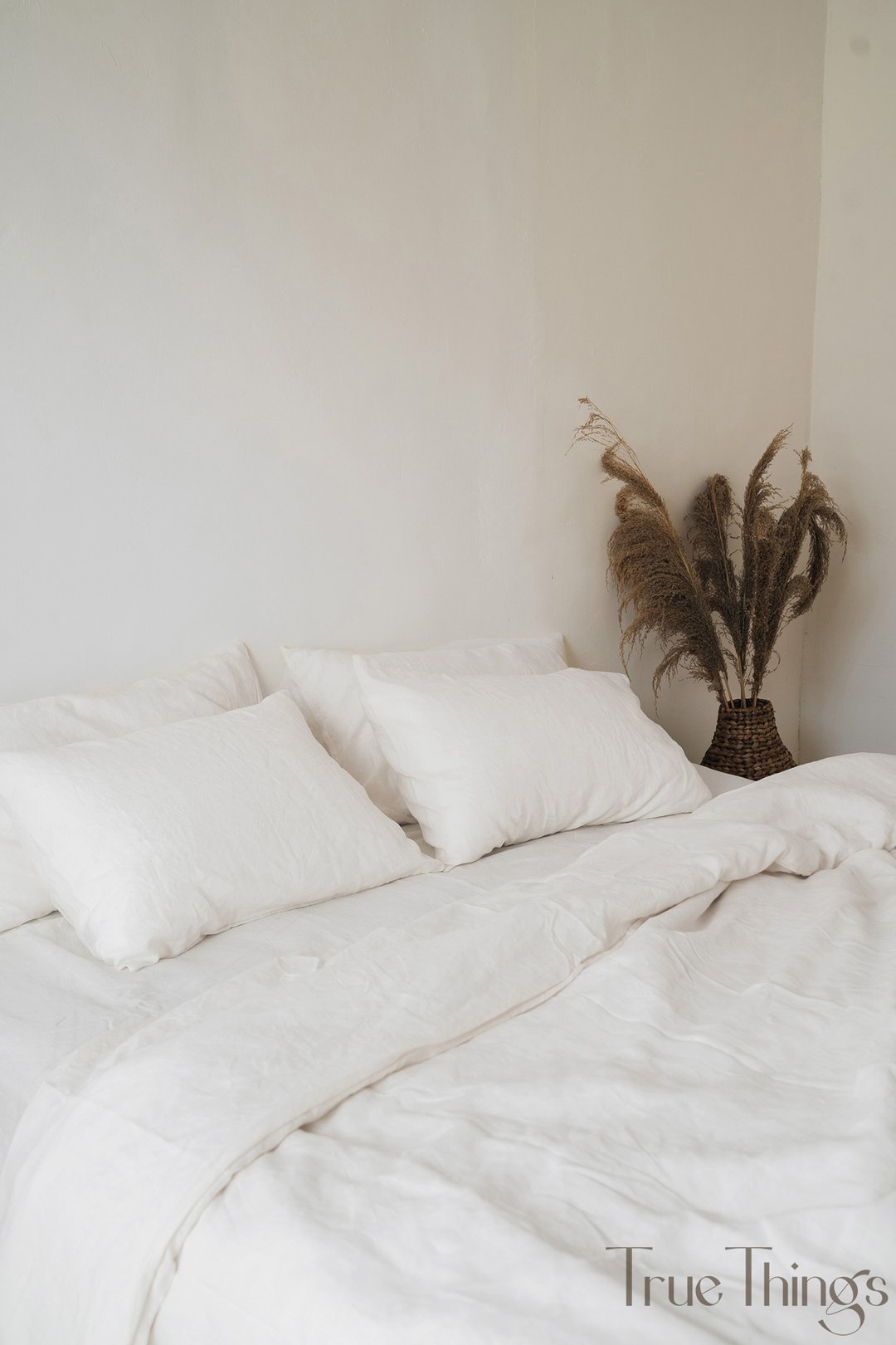 White linen pillowcase / White pillow cover / European, American, Taiwan size - 寝具 - 亚麻 白色