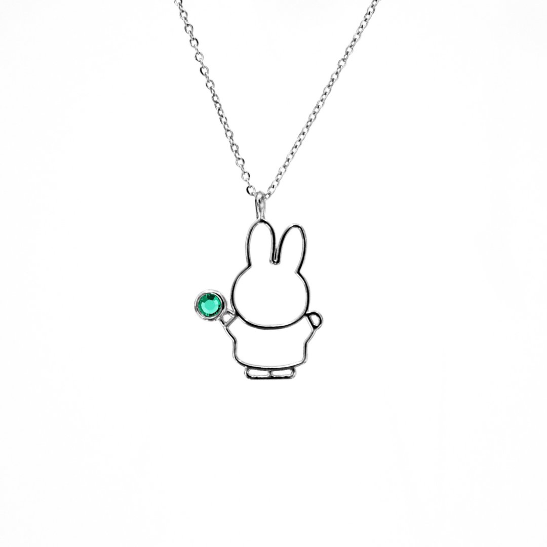 【Pinkoi x miffy】Miffy 祖母绿水晶项链 | 五月诞生石 - 项链 - 水晶 绿色