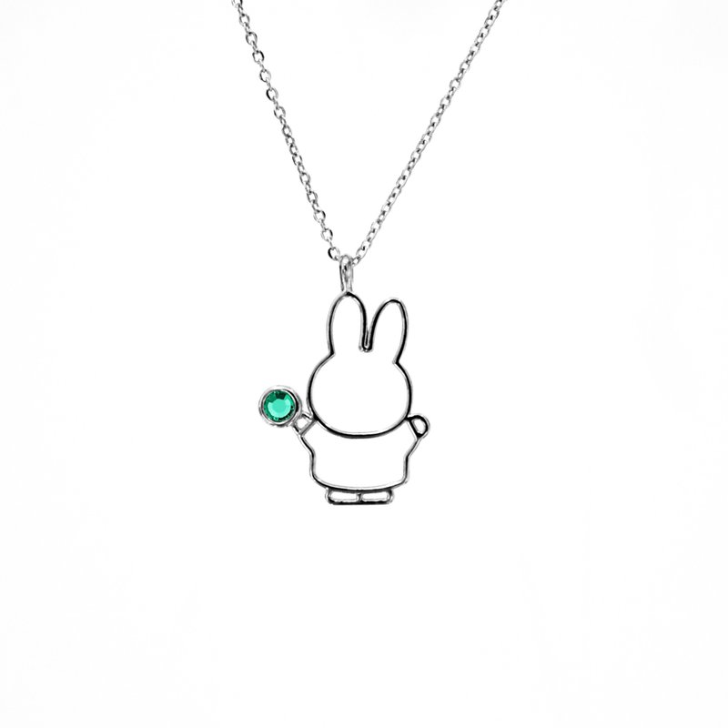 【Pinkoi x miffy】Miffy 祖母绿水晶项链 | 五月诞生石 - 项链 - 水晶 绿色