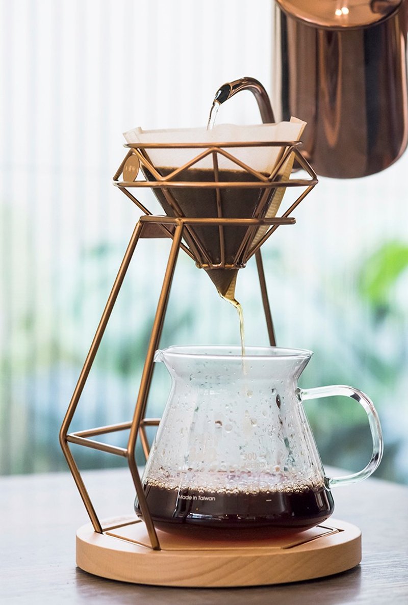 A-IDIO钻石手冲咖啡架组(滤杯+手冲架+底座)-香槟金 - 咖啡壶/周边 - 不锈钢 金色