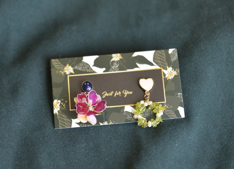 Sandra 纯粹~ 圣诞花环 耳饰 - 耳环/耳夹 - 贵金属 紫色