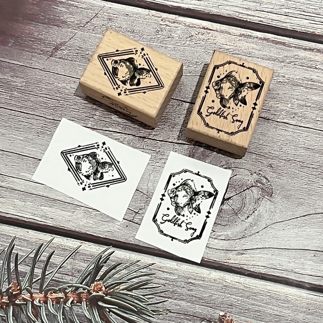 金鱼之歌-榉木橡皮印章(两款) - 印章/印台 - 木头 黑色