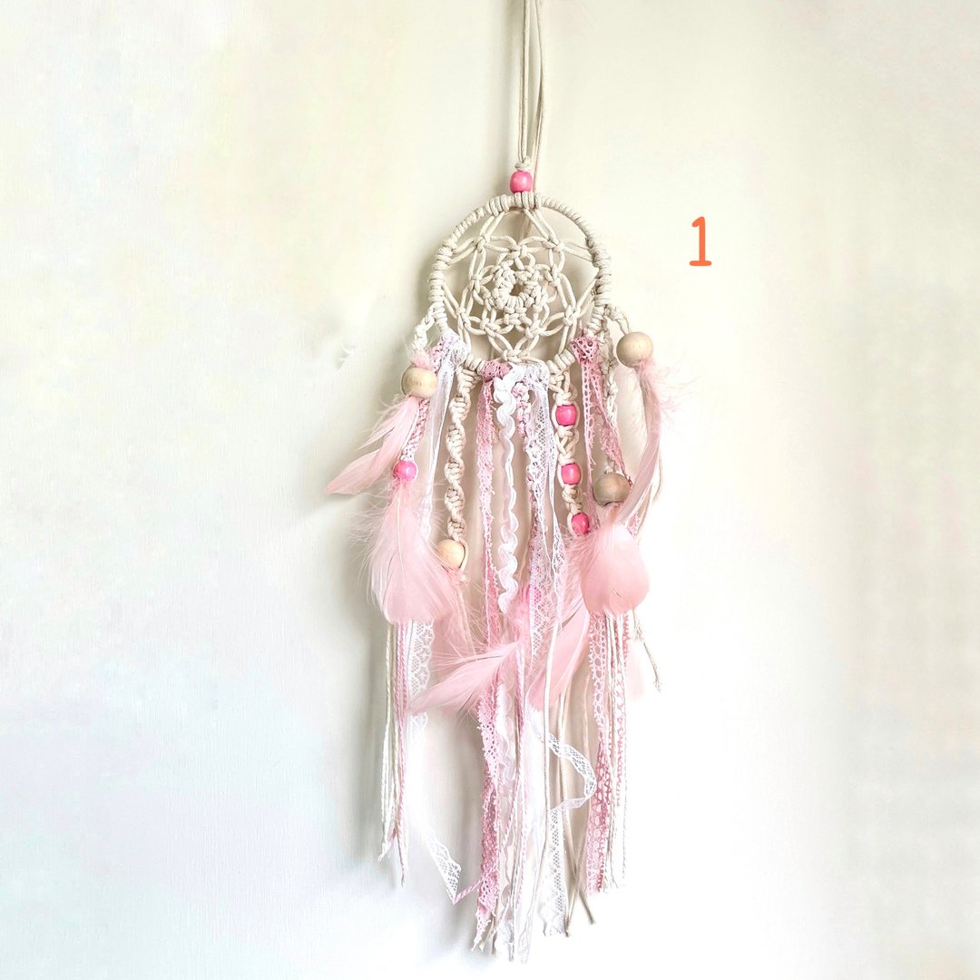 花边结捕梦网【 Macrame dream catcher 】迷你版 - 摆饰 - 棉 