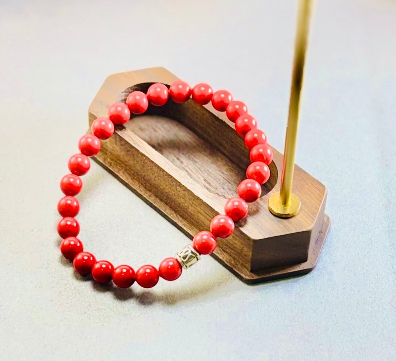 一抹平安的红 —— 朱砂 × 泰银隔珠手串 - 手链/手环 - 玉石 
