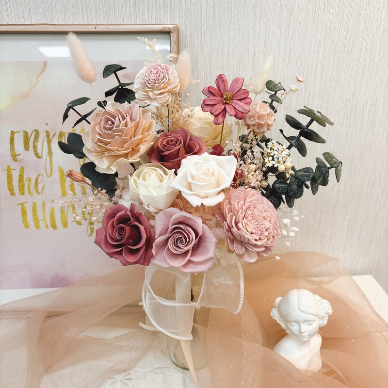 【婚礼捧花】莓果奶油捧花-永生捧花 婚礼 手捧花 干燥花 - 干燥花/捧花 - 植物．花 多色