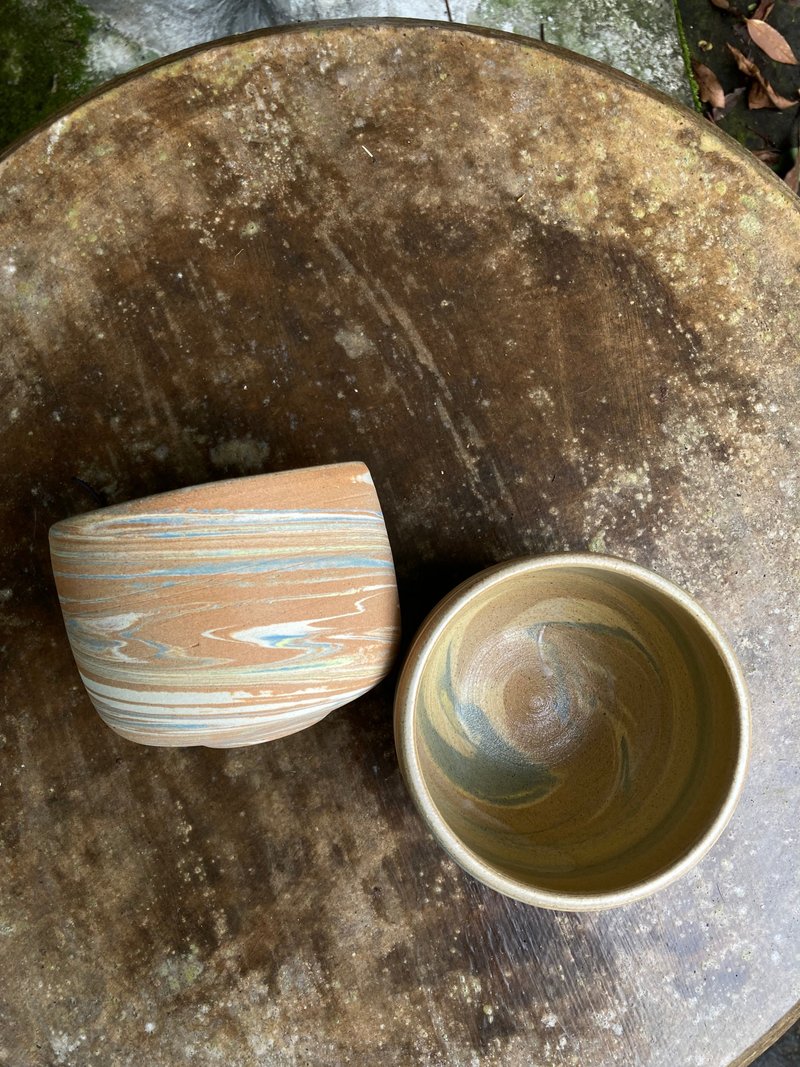 雾面半透绞胎茶对杯 - 茶具/茶杯 - 陶 