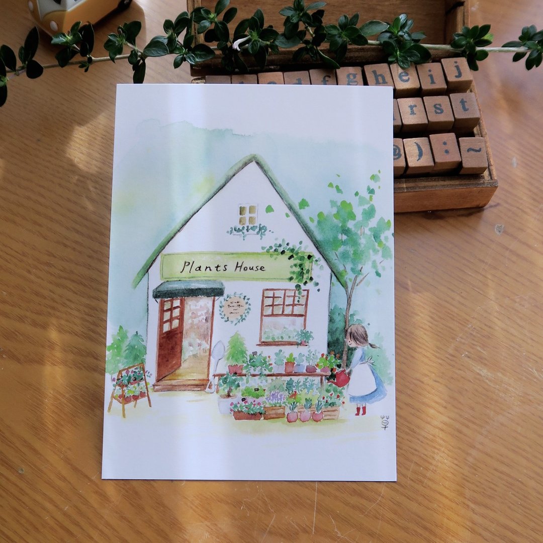 梦想小屋no.5 - 园艺小屋 明信片 - 卡片/明信片 - 纸 绿色