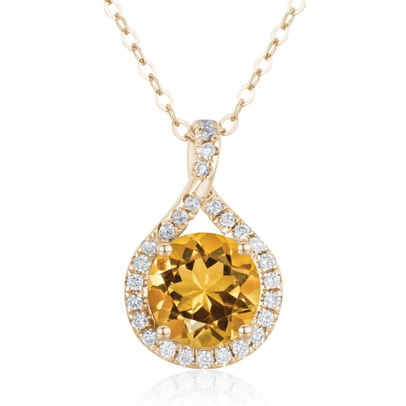 黄水晶钻石水滴项链-14k黄金多层次颈链-简约星球吊坠-黄色蓝宝石 - 项链 - 贵金属 黄色