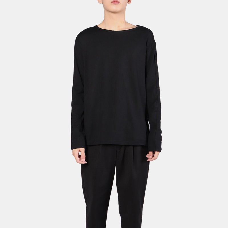 微宽长袖T - 男装上衣/T 恤 - 棉．麻 黑色