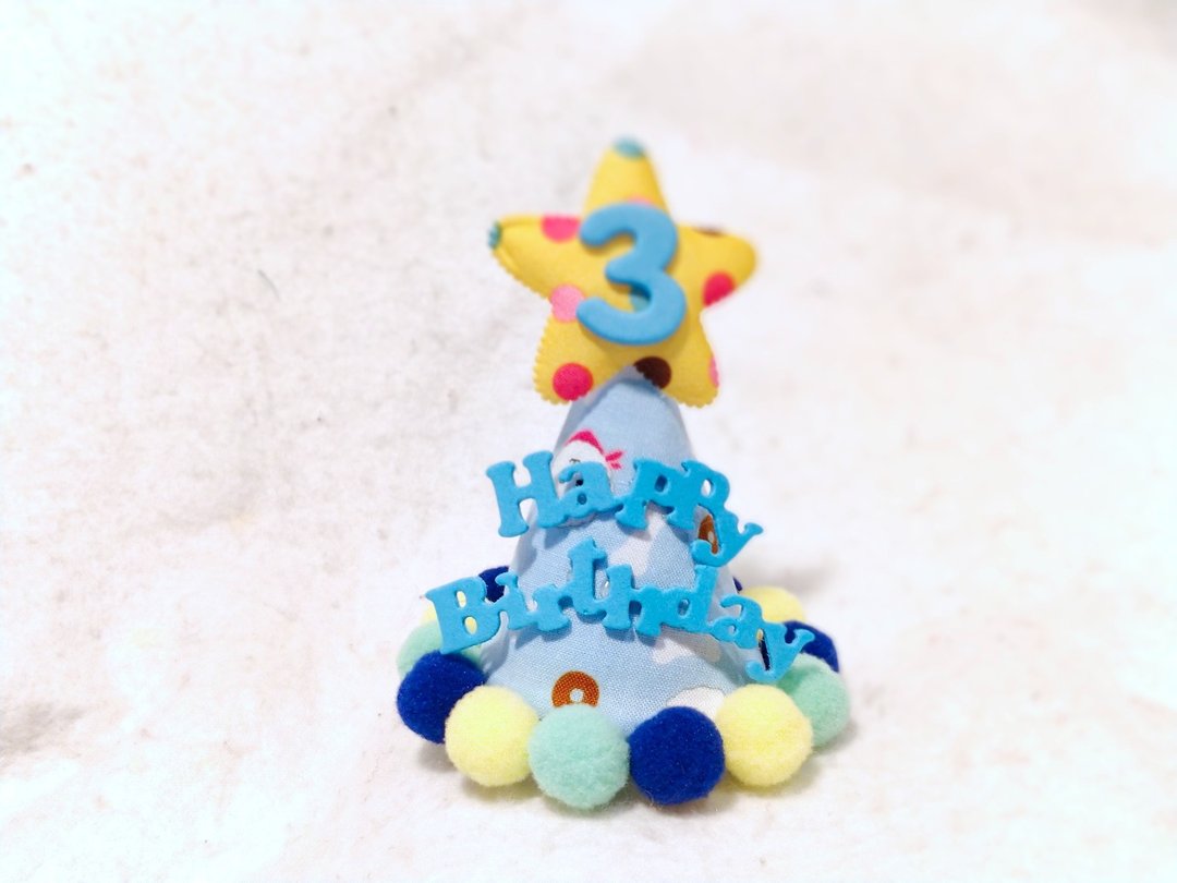 Birthday star 生日之星 岁数 名字 宠物生日帽 比熊布款 - 衣/帽 - 棉 蓝色
