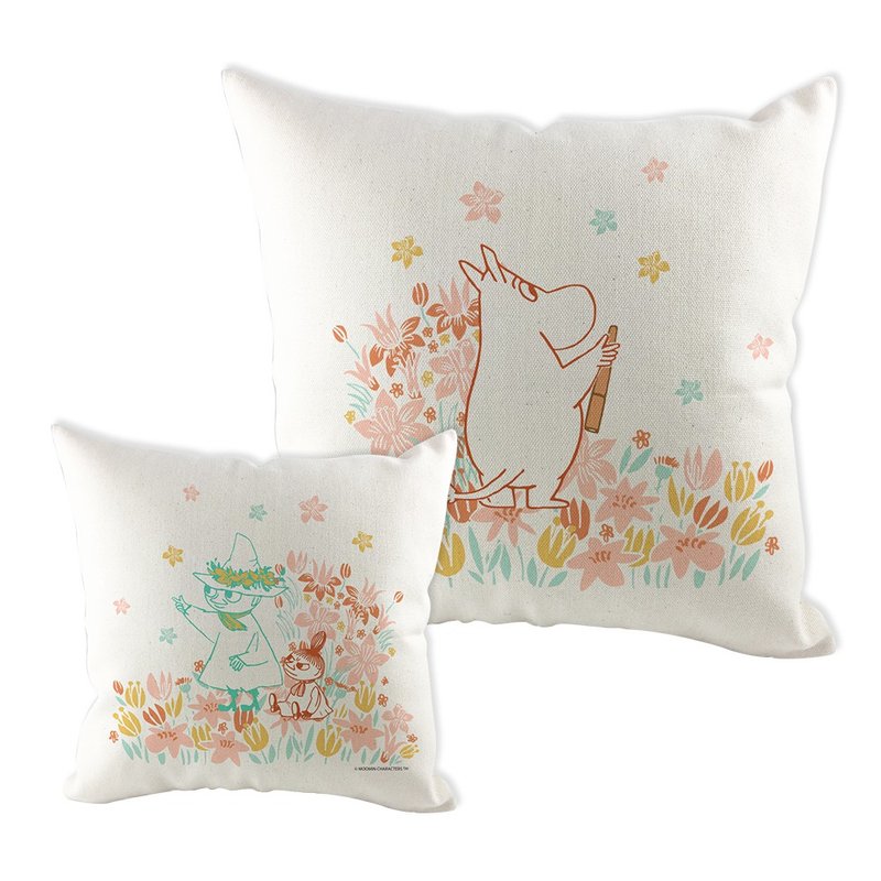 【Moomin】居家抱枕 30X30 抱枕 噜噜米 花园小基地 北欧森林系 - 枕头/抱枕 - 棉．麻 白色
