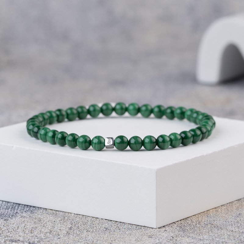 孔雀石 | 天然能量水晶手串 | 4-5mm D18401 - 手链/手环 - 水晶 绿色
