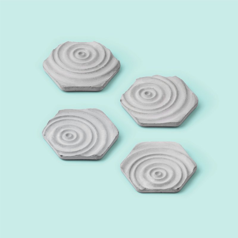 Hex : 1号 圭藻水泥杯垫盖 套装 - 收纳用品 - 水泥 灰色