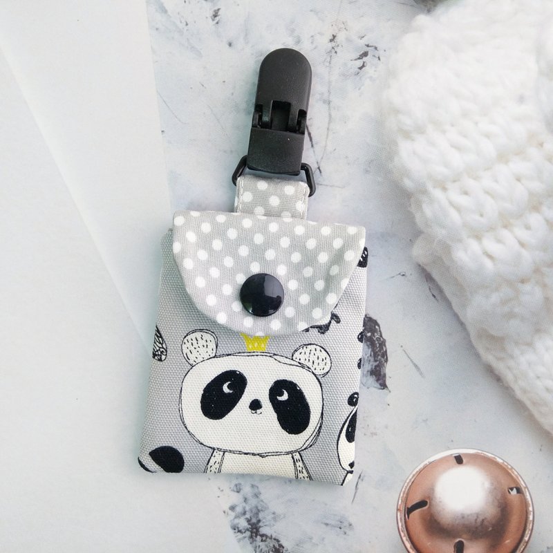 小王子猫熊。平安符袋 (可绣名字) - 平安符/符袋 - 棉．麻 灰色