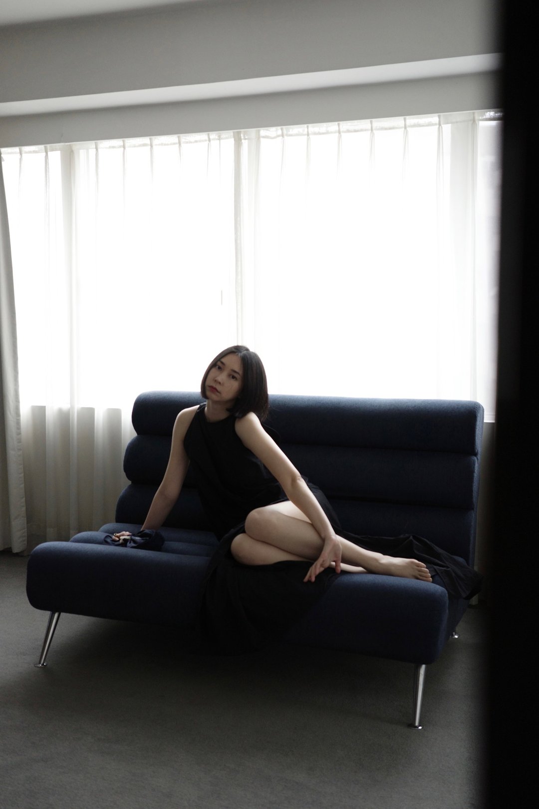 开衩极长美洋 黑 - 洋装/连衣裙 - 聚酯纤维 黑色