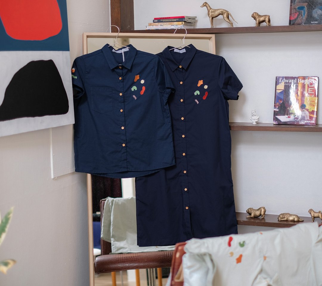 Shirt Dress : 连衣裙  Navy Color 蓝色 Ameba desi - 洋装/连衣裙 - 棉 蓝色