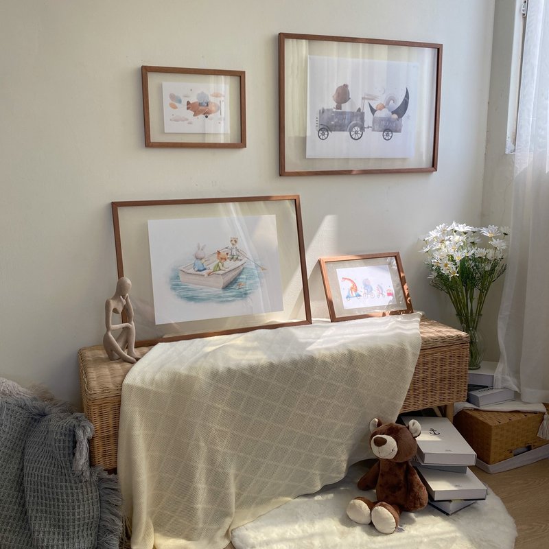 【微瑕特惠】【福利品】胡桃棕色－透明悬浮画框组合 - 疗愈组合/ - 海报/装饰画/版画 - 棉．麻 多色