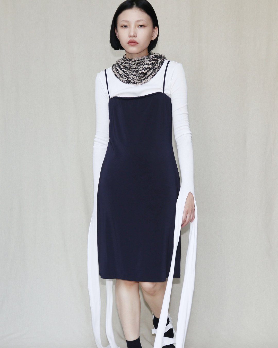 南瓜Vintage。MAX MARA 深蓝色 细肩带 弹性 洋装 - 洋装/连衣裙 - 其他人造纤维 