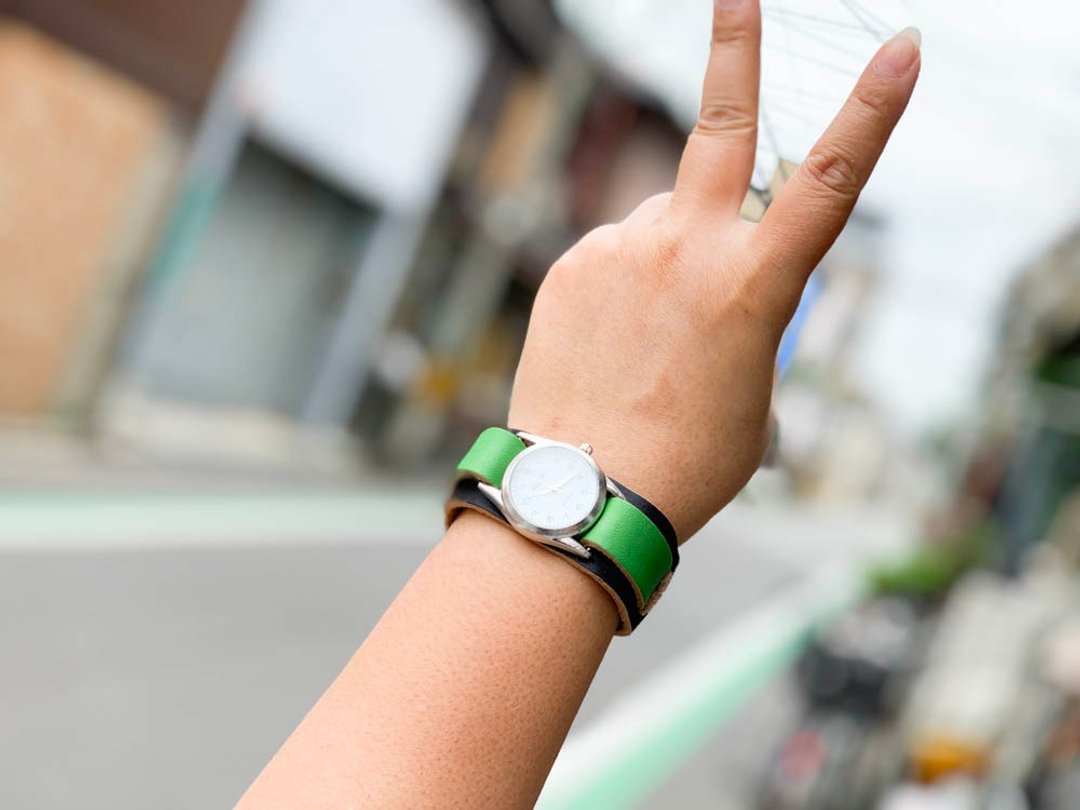 WPILES I love Jamaican color W piles watch Easy-to-read dial WPW-KGC-K - 女表 - 真皮 黑色