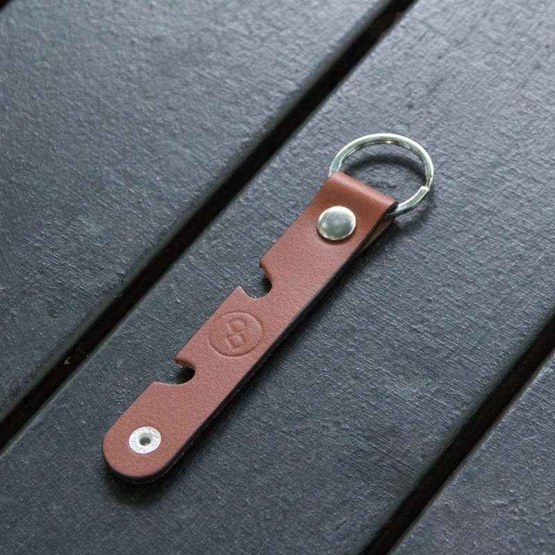 真皮创意钥匙圈/手机架 - 浅棕 - 钥匙链/钥匙包 - 真皮 黑色