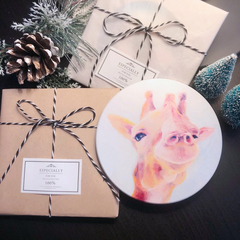 长颈鹿 吸水杯垫 杯垫 - 杯垫 - 陶 