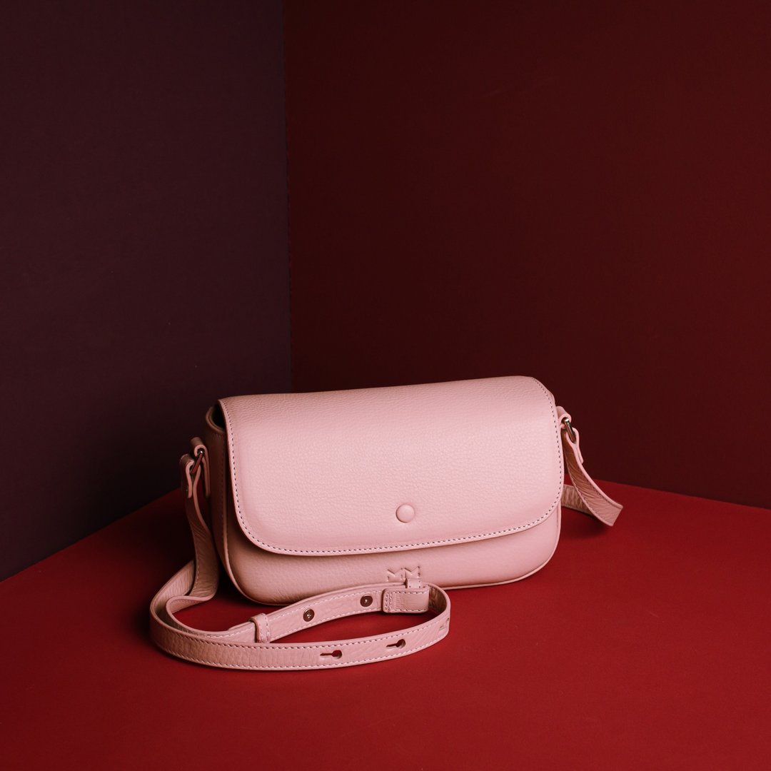 abbi. - small satchel crossbody bag in Peony - 手提包/手提袋 - 真皮 粉红色