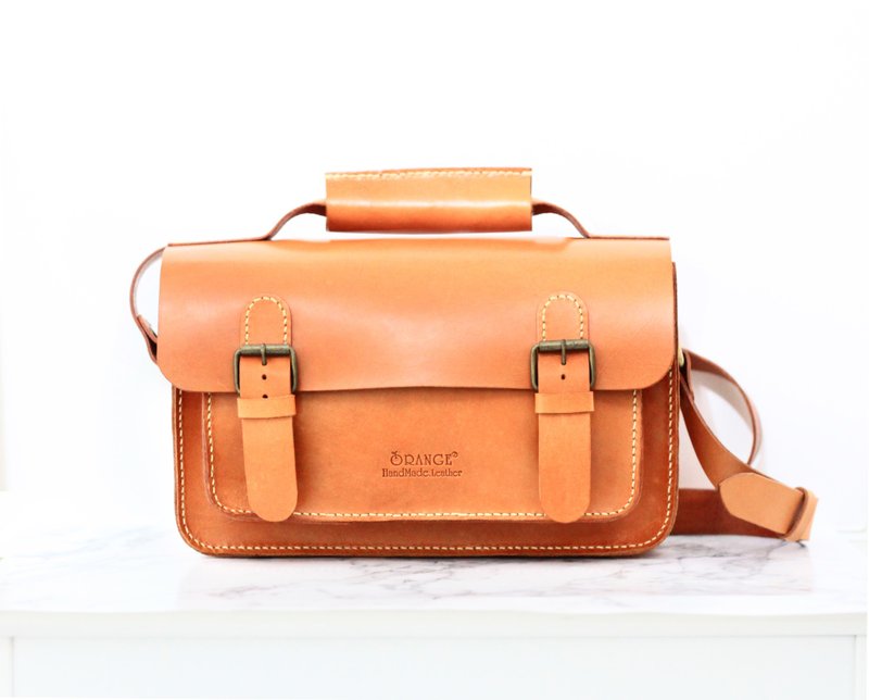 小橘皮 植鞣牛皮 英伦包/剑桥包/侧背包 - 侧背包/斜挎包 - 真皮 