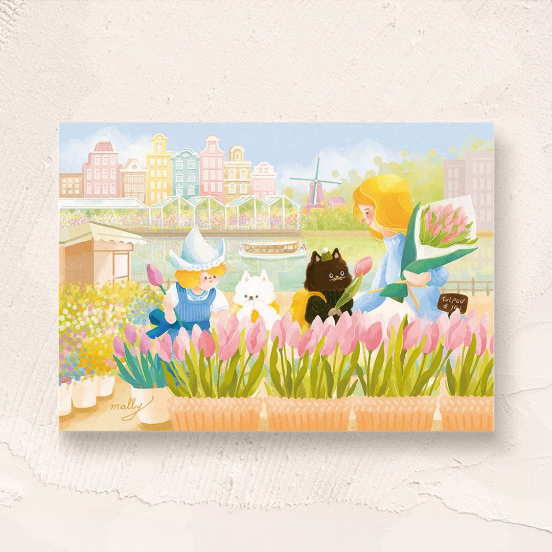 postcard-荷兰水上花市 - 卡片/明信片 - 纸 多色