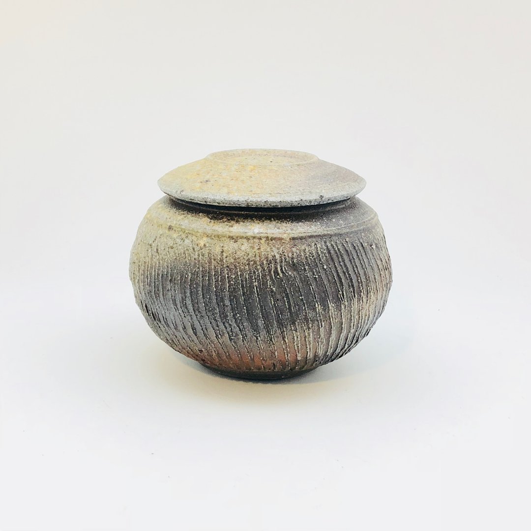 手作篦纹茶仓/茶叶罐/盖罐 /陶罐 - 茶具/茶杯 - 陶 咖啡色